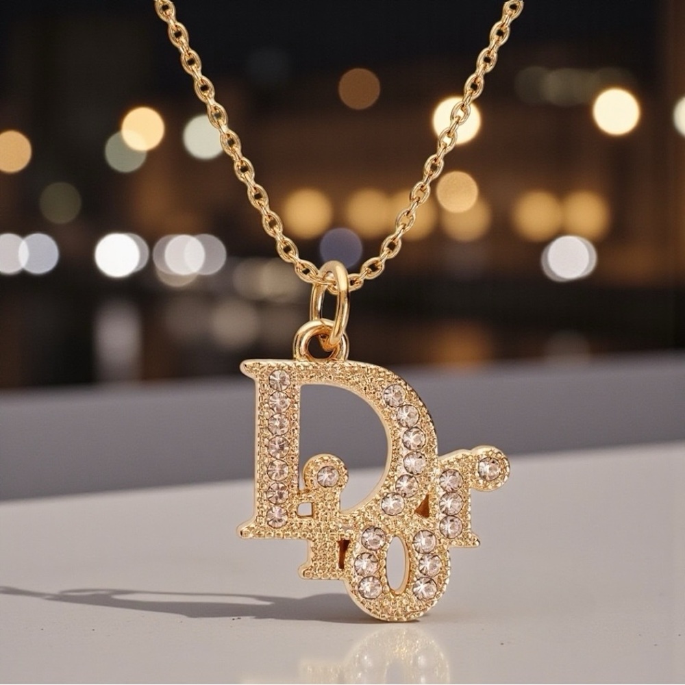DIOR Authentic Gold and Crystals Pendant for Necklace NEW - Picture 3 of 10
